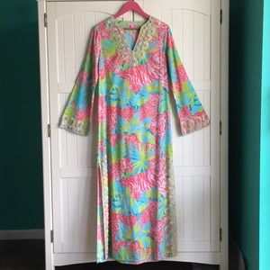 Lilly Pulitzer Caftan With Gold Embroidered Detail